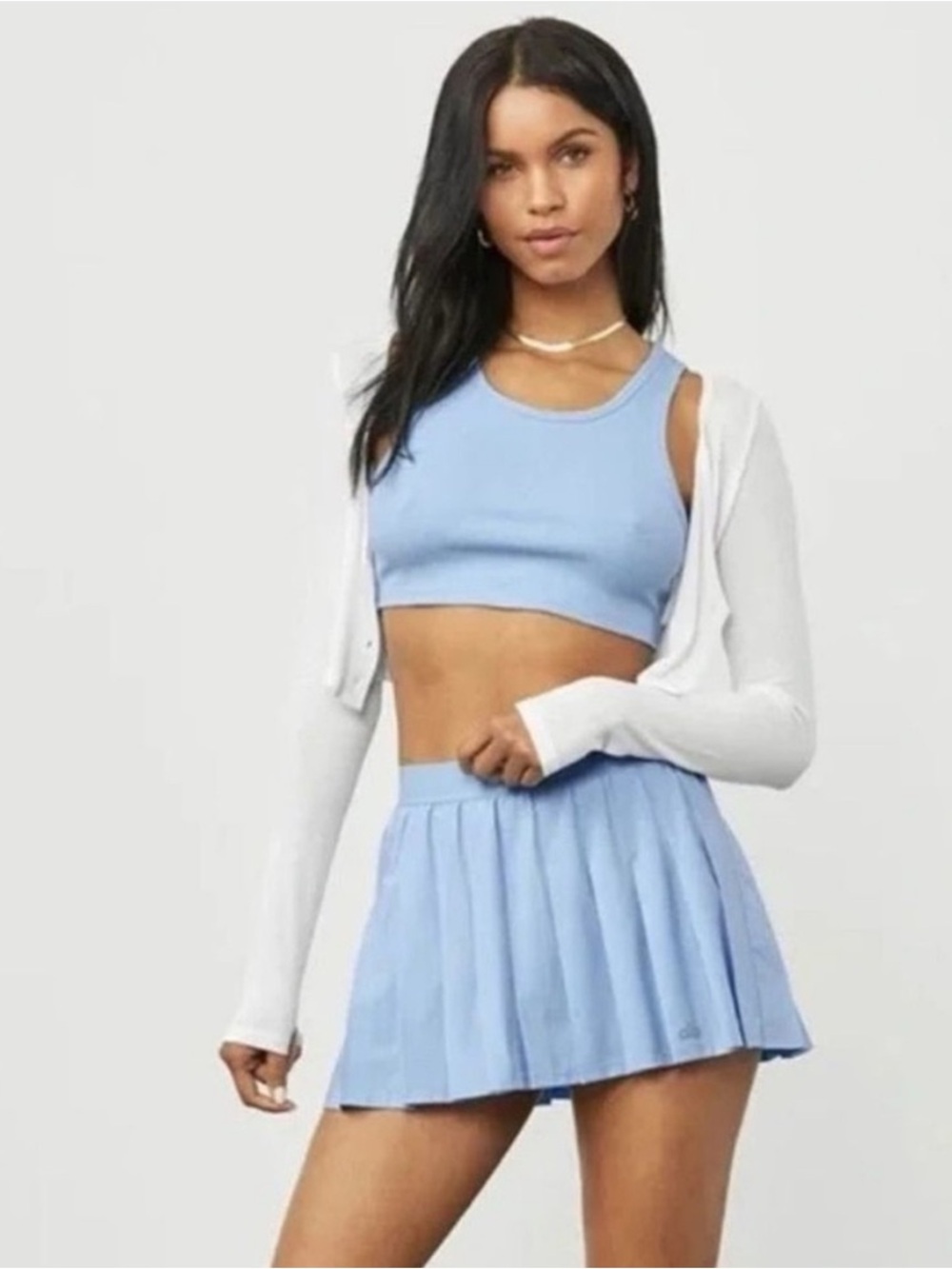 NWT Alo Yoga Varsity Tennis Skirt blue skies size xxs